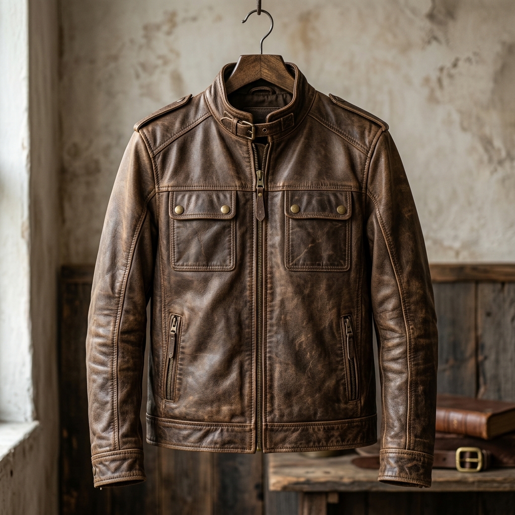 Vintage Distressed Leather Jacket
